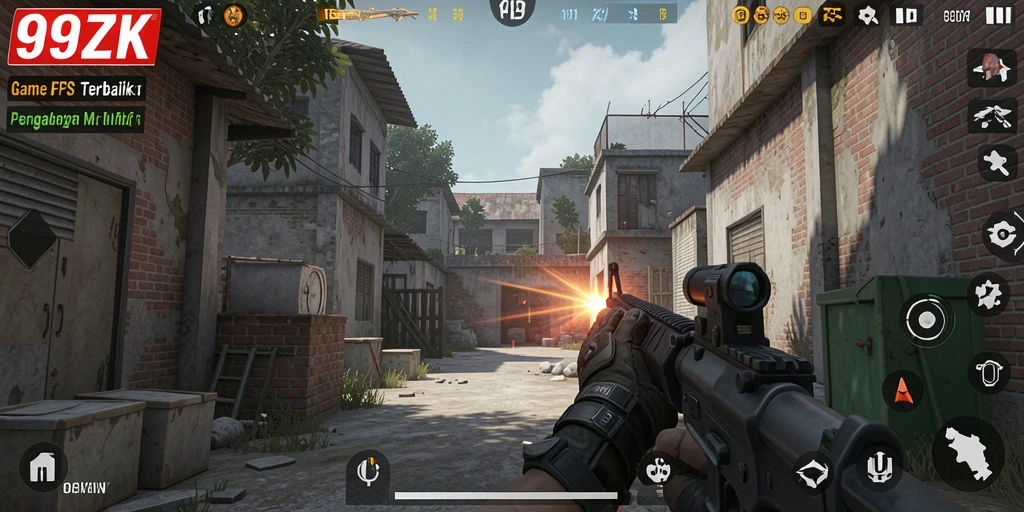 Gameplay <strong>99ZK</strong> menampilkan aksi menembak yang intens dan grafis memukau.