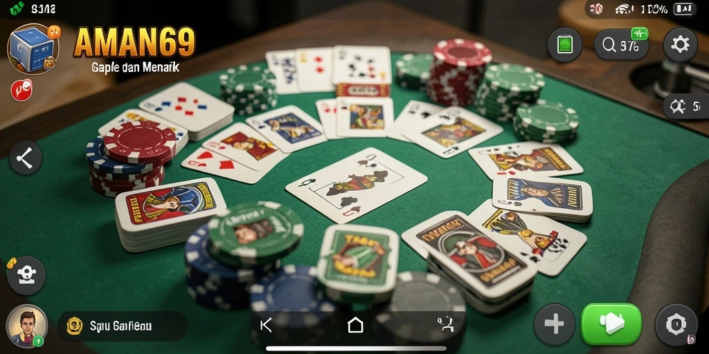 Screenshot gameplay AMAN69 menampilkan suasana seru bermain Gaple.