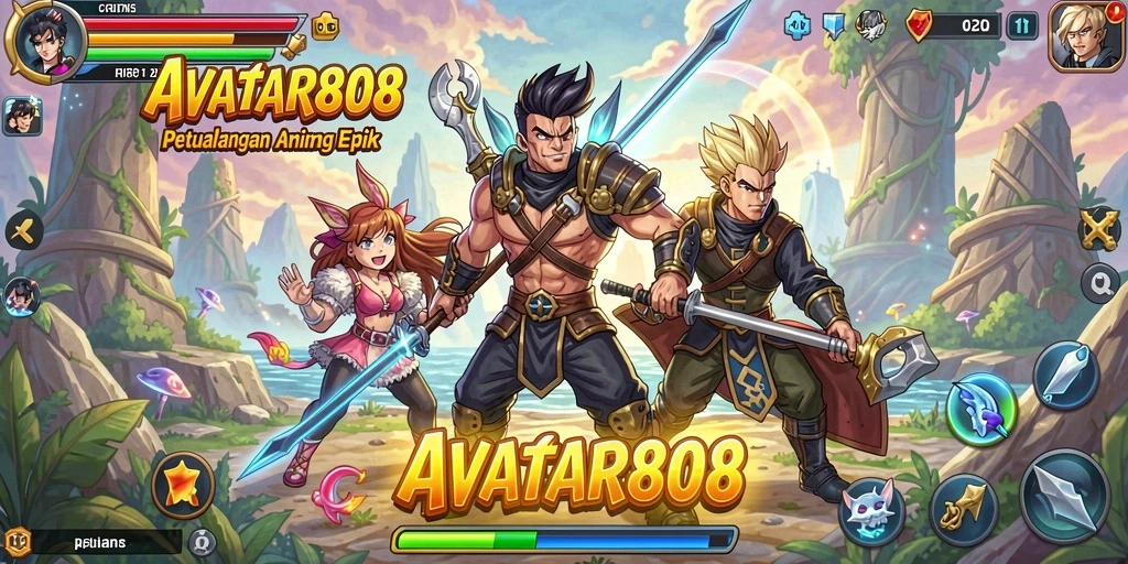 Tangkapan layar dari gameplay epik AVATAR808 yang menampilkan pertempuran karakter.