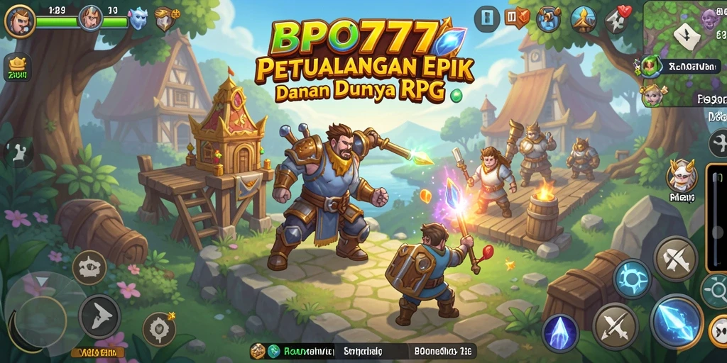 Tangkapan layar BPO777 menampilkan pertarungan seru dalam permainan RPG.