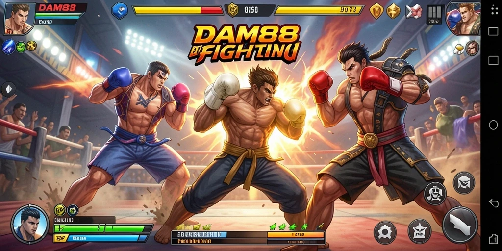 Screenshot memainkan aksi pertarungan dalam DAM88 dengan karakter yang dinamis.