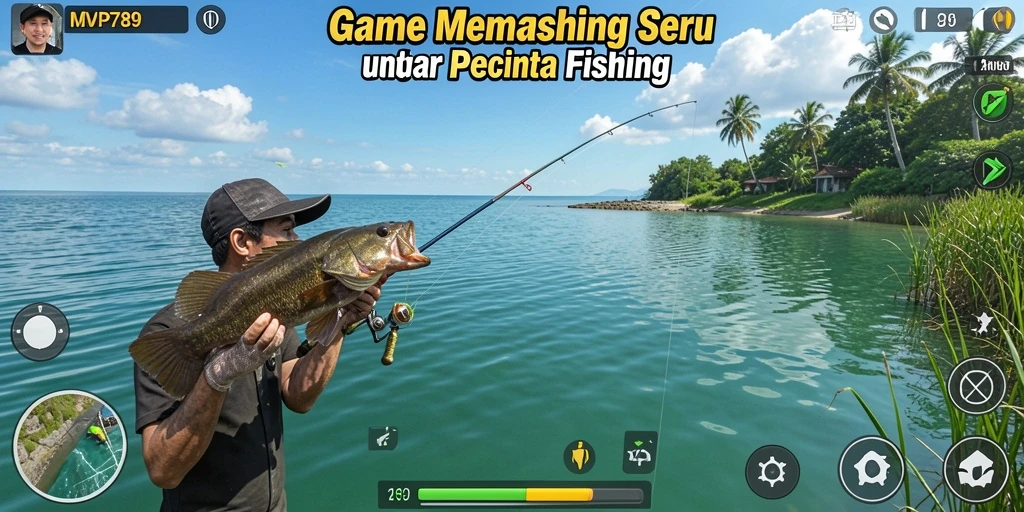 Tampilan gameplay menarik saat menangkap ikan di MVP789.