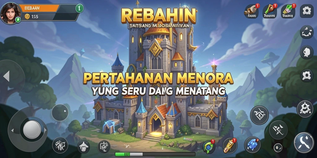 Screenshot menampilkan aksi seru gameplay Tower Defense REBAHIN.