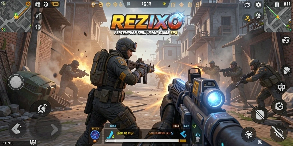 Screenshot gameplay <strong>REZIXO</strong> menampilkan aksi pertempuran yang mendebarkan.