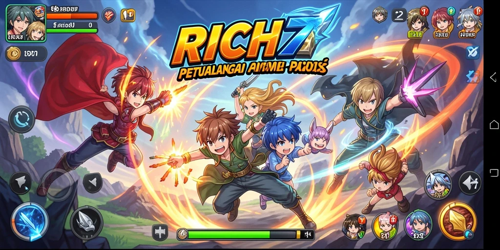 Tampilan dinamis dan aksi seru dalam gameplay RICH7.
