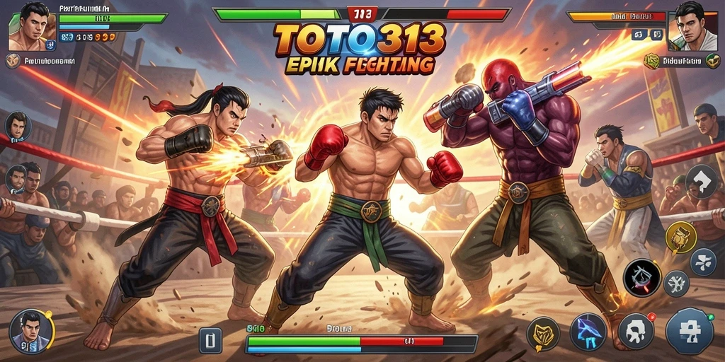 Screenshot pertarungan epik dalam game Fighting TOTO313.