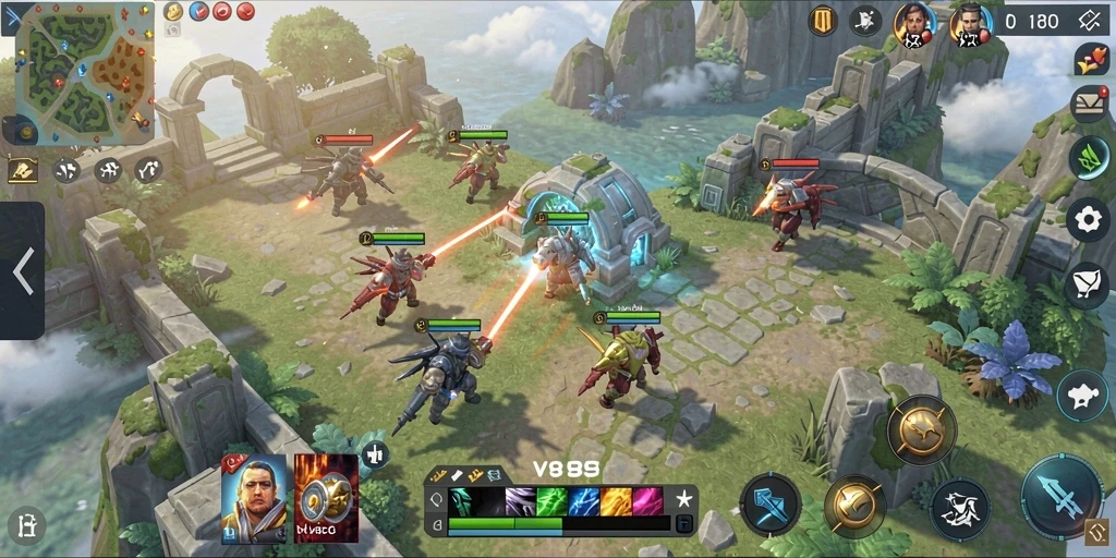 Screenshot V89 menampilkan aksi dinamis dan interaksi strategis antar pemain.