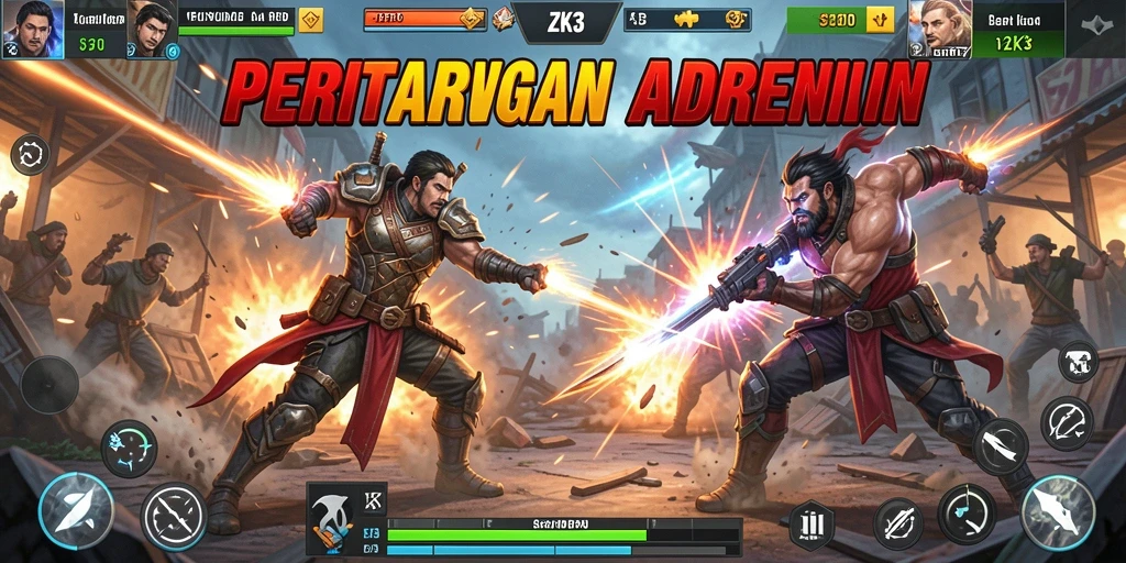 Screenshot gameplay ZK3 yang menampilkan aksi pertarungan yang seru.